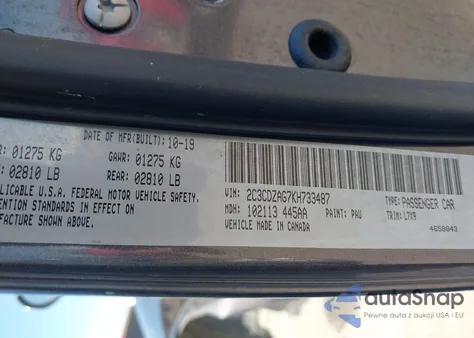 2019 Dodge Challenger Sxt z USA, uszkodzony, nr VIN 2C3CDZAG7KH733487